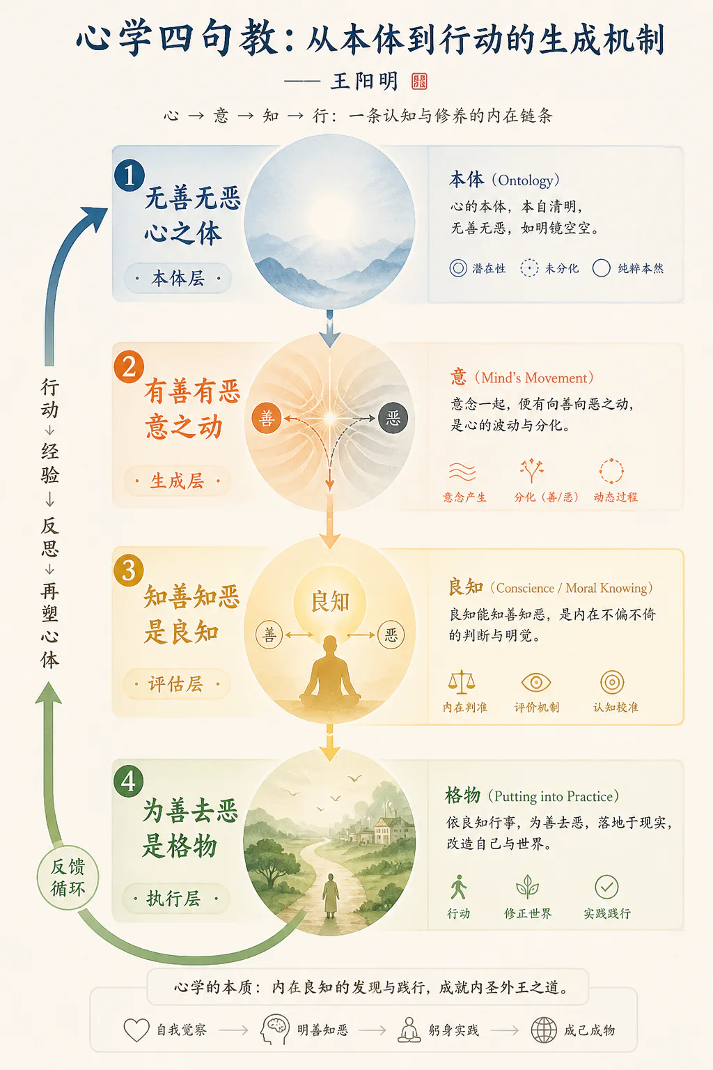 心学四句教:从本体到行动的生成机制